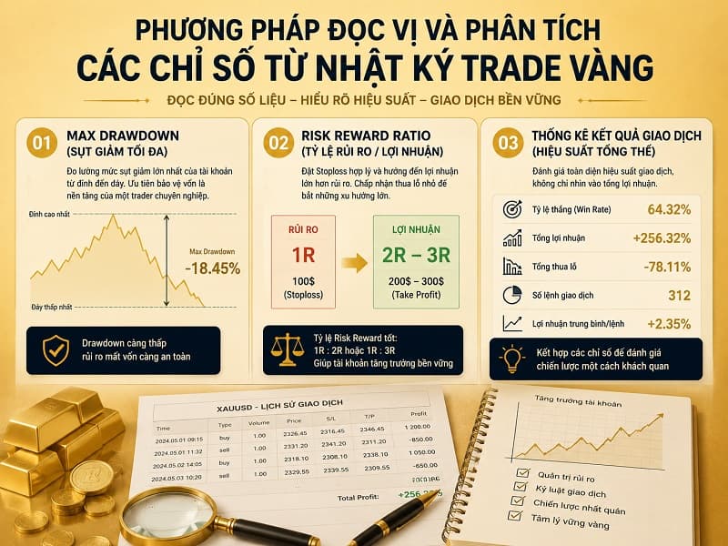 Phương pháp đọc vị và phân tích các chỉ số từ nhật ký trade Vàng